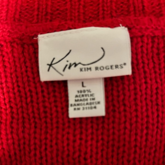 KIM ROGERS RED PULL-ON SWEATER | LARGE - Picture 2 of 6